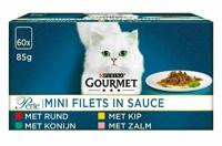 Gourmet Perle Mini Filets in saus met rund, kip, konijn, zalm natvoer kat (60 x 85 g) 60 x 85 g - thumbnail