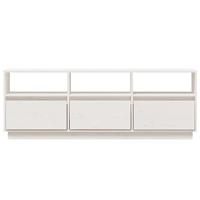Tv-meubel 140x37x50 cm massief grenenhout wit - thumbnail