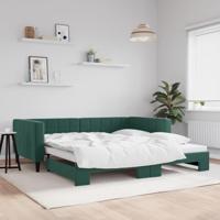 Slaapbank met onderschuifbed 100x200 cm fluweel donkergroen - thumbnail