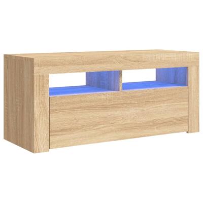 Tv-meubel met LED-verlichting 90x35x40 cm sonoma eikenkleurig