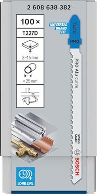 Bosch Accessories 2608638382 Decoupeerzaagblad T 227 D, Special for aluminium, verpakking van 100 stuks 100 stuk(s)