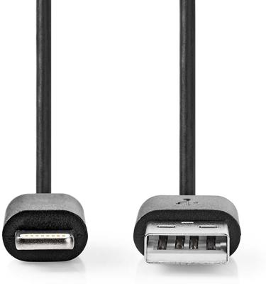 USB-Kabel | USB 2.0 | Apple Lightning 8-Pins | USB-A Male | 480 Mbps | Vernikkeld | 2.0 m | Rond | PVC | Zwart