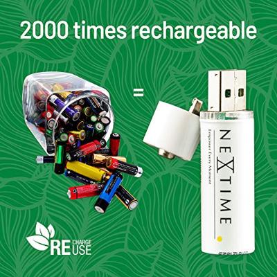 NeXtime NE-AABAT003-2 Oplaadbare AA USB-Batterij Blister A 2 Stuks. - thumbnail