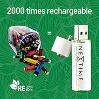 2 Oplaadbare AA USB batterijen NeXtime - thumbnail