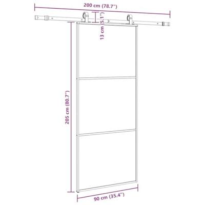 Schuifdeur met beslagset 90x205 cm ESG glas zwart