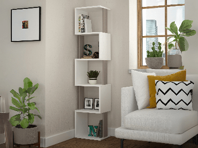 Boekenkast PIROUET 35 cm wit/moka