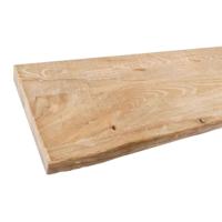 Wandplank elmwood 60 bij 19,5 cm van 4 cm dik massief iepenhout met boomstam rand - thumbnail
