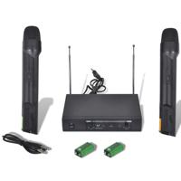 vidaXL Ontvanger met 2 draadloze microfoons VHF - thumbnail