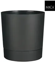Mica Decorations Bloempot 'Coco' met schotel d38 h40 antraciet - thumbnail