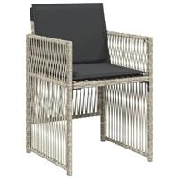 Tuinstoelen 4 st met kussens poly rattan lichtgrijs - thumbnail