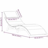 Ligbed met kussen 2 pcs Beige Massief Acaciahout - thumbnail