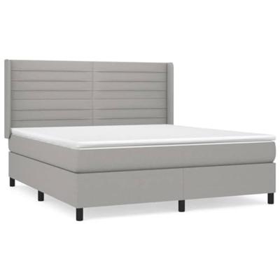 Boxspring met matras stof lichtgrijs 180x200 cm