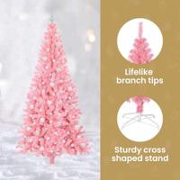 VidaXL Kerstboom met 300 led met standaard roze 210 cm pvc - thumbnail