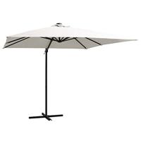 VidaXL Zweefparasol met led en stalen paal 250x250 cm zandkleurig - thumbnail