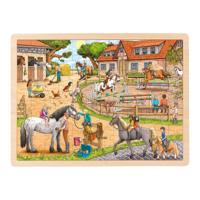 Goki houten legpuzzel paardenmanege, 96st. - thumbnail