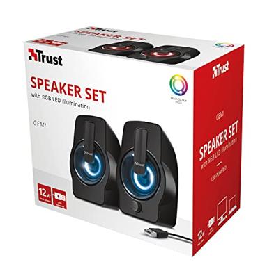 Trust Gemi Met RGB LED verlichte 2.0-luidsprekerset PC speaker Zwart