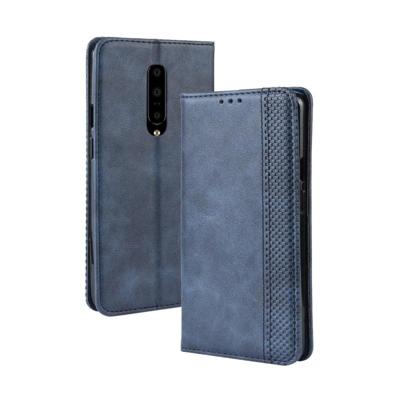 Magnetische Buckle retro Crazy Horse textuur horizontale Flip lederen case voor OnePlus 7 Pro met houder & kaartsleuven & fotolijstjes (blauw)