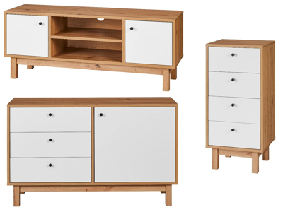 LIVARNO home Set van TV-meubel en 2 ladekasten Copenhagen