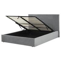 Beliani-LORIENT-Bed met opbergruimte-Grijs-160 x 200 cm-Fluweel - thumbnail
