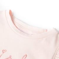 Kindershirt met ruches aan de mouwen glitterprint 140 zachtroze - thumbnail