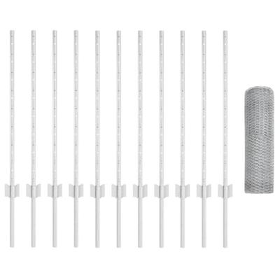 VidaXL Hek met paal zilver 0,8 x 25 m staal