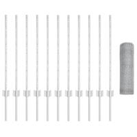 VidaXL Hek met paal zilver 0,8 x 25 m staal - thumbnail