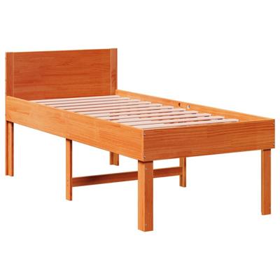 Bedframe zonder matras massief grenenhout wasbruin 75x190 cm