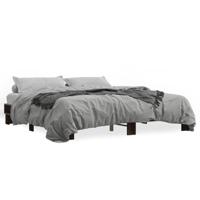 Bedframe bewerkt hout metaal bruin eikenkleur 200x200 cm - thumbnail