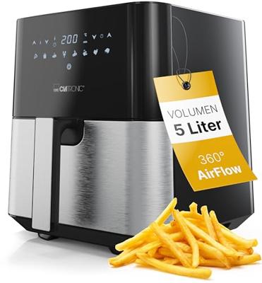 Clatronic FR 3782 H Airfryer 5.0 l 1450 W Convectiefunctie RVS, Zwart
