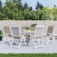 Tuinstoelkussens 6 st hoge rug 120x50x3 cm stof taupe - thumbnail