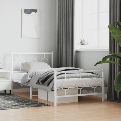 Bedframe met hoofd- en voeteneinde metaal wit 100x200 cm