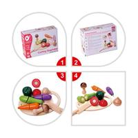 Classic World world houten snijgroenten met mes en snijplank - thumbnail