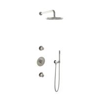 Hotbath Buddy - Inbouw Regendoucheset - 2 Stopkranen - Thermostatisch - Wandarm 35 cm - Hoofddouche 250 mm - Staafhanddouche - Waterbesparend - V02 - thumbnail