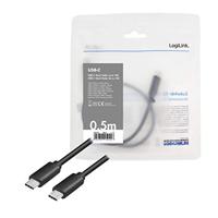 LogiLink USB-kabel USB 3.2 Gen1 (USB 3.0 / USB 3.1 Gen1) USB-C stekker, USB-C stekker 0.50 m Zwart CU0128 - thumbnail