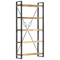 Boekenkast met 5 schappen 90x30x180 cm massief mangohout - thumbnail