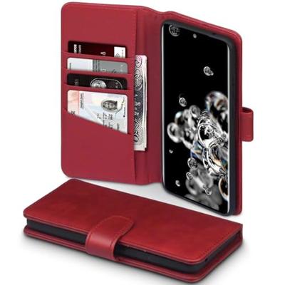 Qubits - luxe echt lederen wallet hoes - Samsung Galaxy S20 Ultra - Rood Qubits - luxe echt lederen wallet hoes - Samsung Galaxy S20 Ultra - Rood