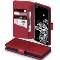 Qubits - luxe echt lederen wallet hoes - Samsung Galaxy S20 Ultra - Rood - thumbnail