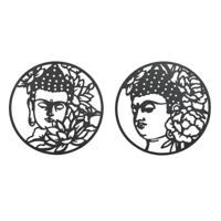Wanddecoratie DKD Home Decor 100 x 1 x 100 cm Zwart Boeddha Orientaals (2 Stuks) - thumbnail