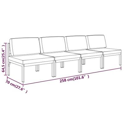 Tuinbank 4-zits met kussens aluminium antracietkleurig