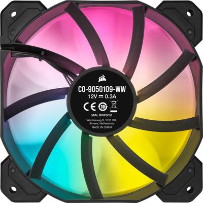 Corsair iCUE SP120 RGB ELITE Performance + Lighting Node CORE case fan 3 stuks, 4-pins PWM fan-connector Corsair iCUE SP120 RGB ELITE Performance + Lighting Node CORE case fan 3 stuks, 4-pins PWM fan-connector
