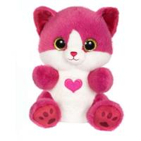 Pluche kat - GIPSY TOYS - BERRY - Frambozenroze - 23 cm - Hartje op zijn buik - thumbnail