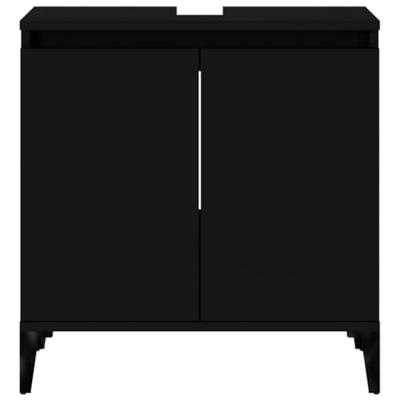 Wastafelkast 58x33x60 cm bewerkt hout zwart