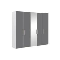 Goossens Kledingkast Easy Storage Ddk, Kledingkast 253 cm breed, 220 cm hoog, 4x glas draaideur en 1x spiegel draaideur midden - thumbnail