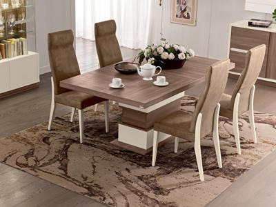Eettafel EVEREST 180 cm hoogglans ivoor/walnoot Eettafel EVEREST 180 cm hoogglans ivoor/walnoot