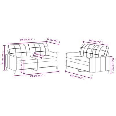 2-delige Loungeset met kussens stof taupe