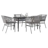 5-delige Tuinset met kussens poly rattan glas grijs - thumbnail