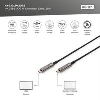 Digitus USB-C-displaykabel USB 3.2 Gen2 (USB 3.1 Gen2) USB-C, USB-C stekker 20.00 m Zwart Flexibel, Afgeschermd, Met USB AK-330160-200-S - thumbnail