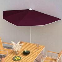 Parasol half met paal 180x90 cm bordeauxrood - thumbnail