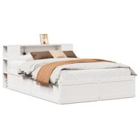 Bedframe zonder matras massief grenenhout wit 160x200 cm - thumbnail