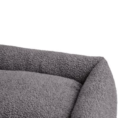 HUNTER Hondenbank KUMARA, kleur: grijs, knuffelig zachte teddy pluche antislip onderkant, omkeerbaar binnenkussen, trendy, royale vulling, overtrek machinewasbaar, afmetingen: 60 x 40 cm